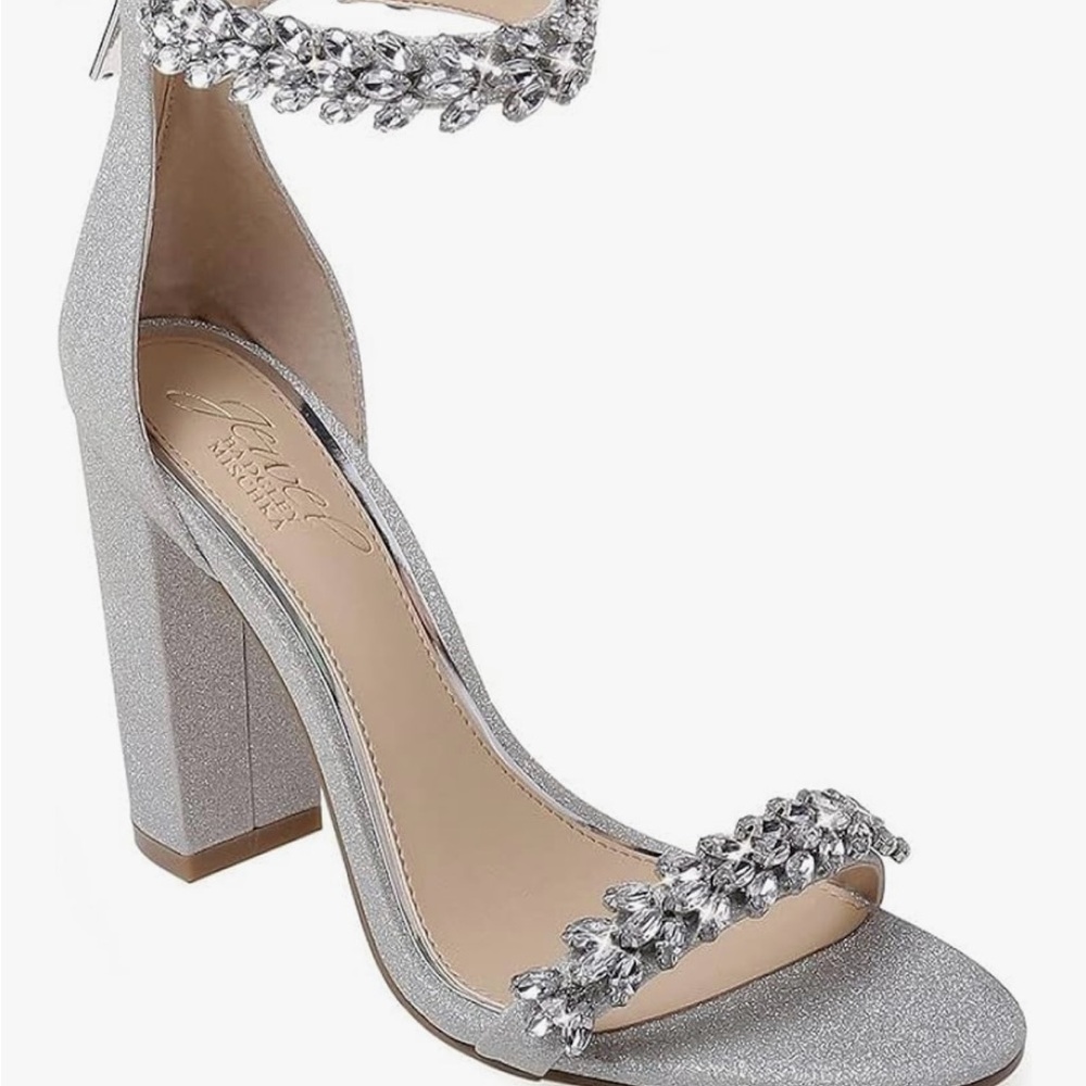 Jewel Badgley Mischka Silver Embellished Heels